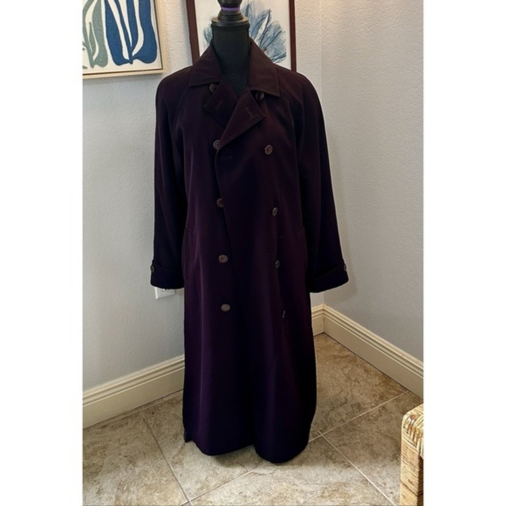 Vintage Preston & York Womens Size 6 Long Pea Coat Duster Overcoat Eggplant‎